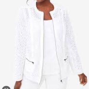 Black label by Chico's Plus size eyelet mix dress jacket MSRP $189
